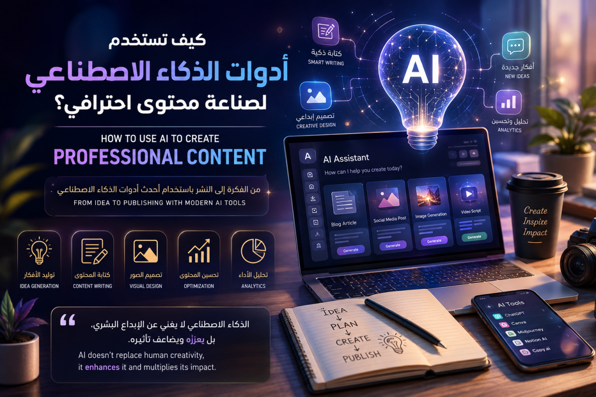 كيف تستخدم الذكاء الاصطناعي لصناعة محتوى احترافي؟