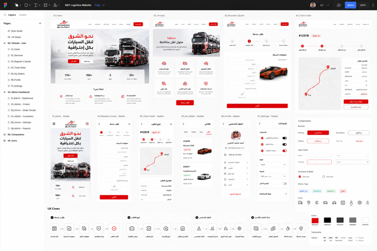 UI/UX Design & Web Development Nahwa Al Sharq Logistics Platform