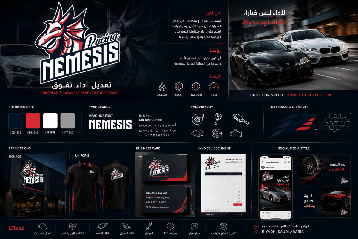NEMESIS Racing Performance Garage Brand Identity - Gallery Image